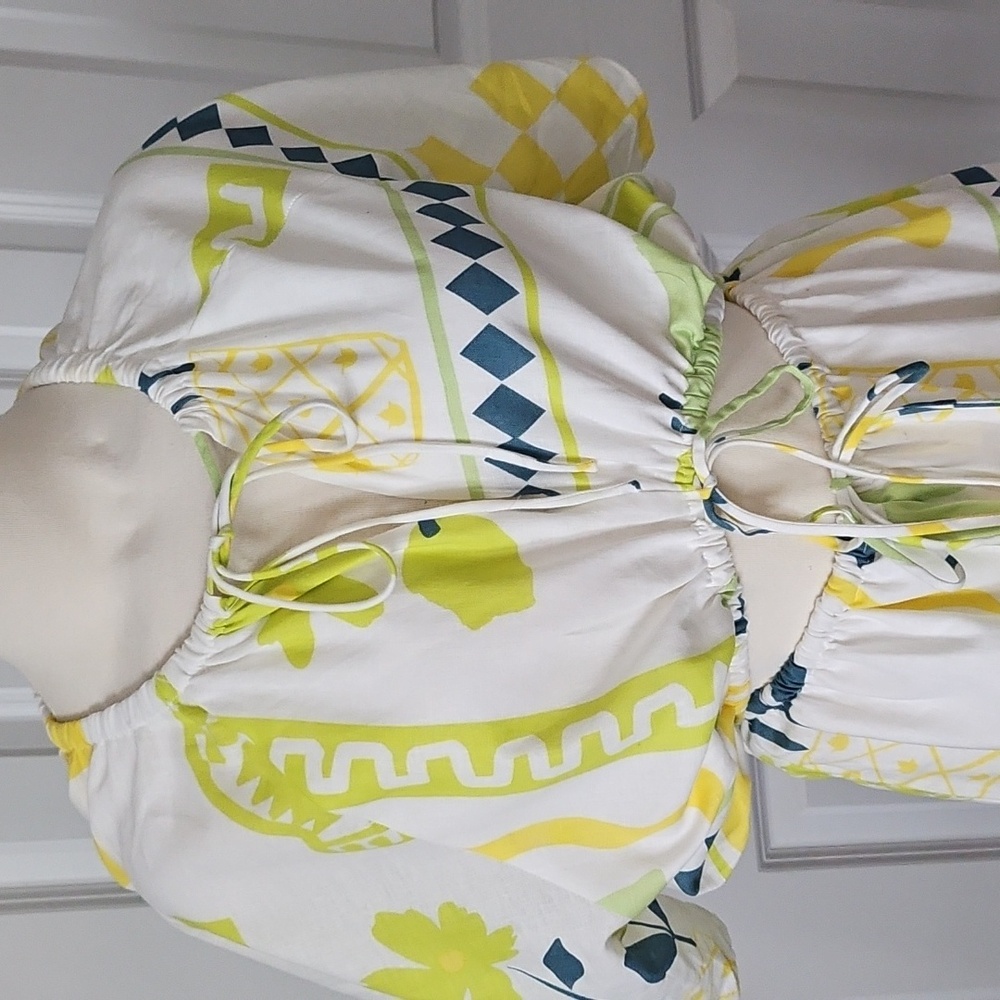 Sabo Playsuit Romper White/Yellow/Green Size S - Picture 5 of 11